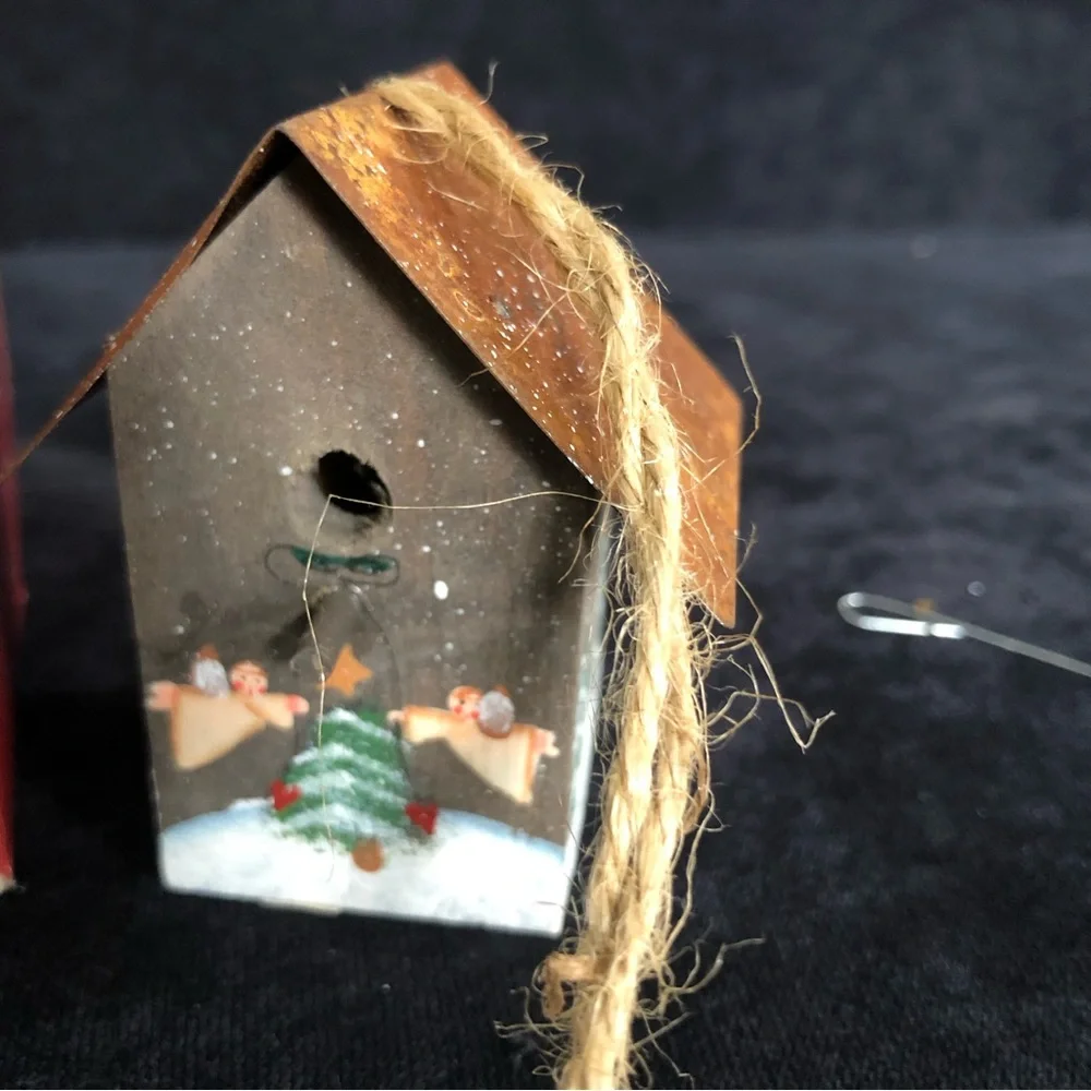 Rustic Birdhouse Ornaments (Set of 4)